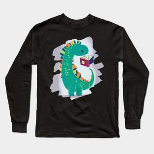 Cute Dinosaur Book Reading Long Sleeve T-Shirt